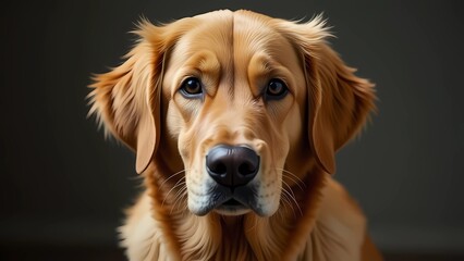 Illustration of a golden retriever on a dark background