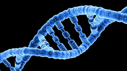 A futuristic image of a DNA helix intertwined with digital binary code, symbolizing genetic engineering and data analysis in the scientific world.