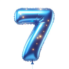 number 7 blue balloon isolated 