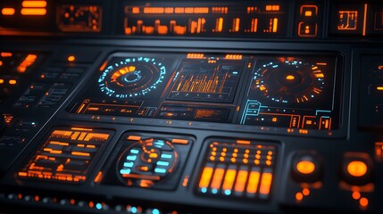 Obraz premium Futuristic Control Panel with Neon Elements