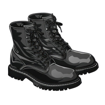 black combat boots drawing clip art preview