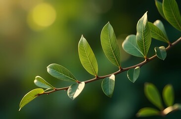 Obraz premium Beautiful green leaves on a light colored background. Registration of postcards, banners.