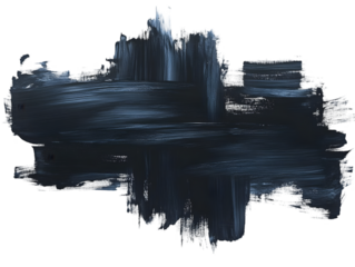 Abstract brushstroke painting with dark blue and black hues.
