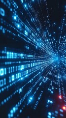 Naklejka premium Surreal Digital Landscape with Blue Light Effects