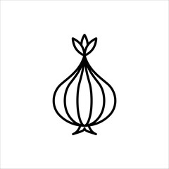 Outline silhouette onion icon. Vector Illustration isolated on white background.