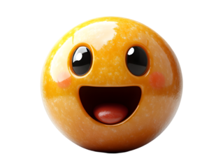 Cheerful 3D orange emoji with a big smile and rosy cheeks.