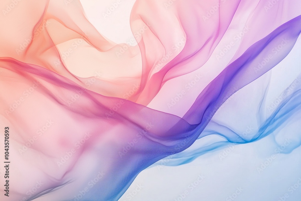 Poster abstract colorful fabric flowing in wind soft and delicate