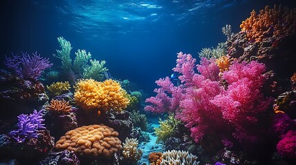 Obraz premium Dreamlike Underwater Scene with Colorful Coral