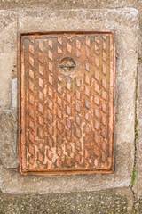 Iron cover on the floor for street water