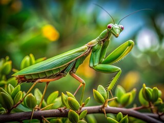 Common Green Mantis on a Branch in South Africa - Captivating Insect Photography