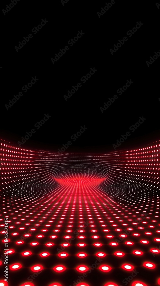 Poster red led lights abstract futuristic tunnel vertical format