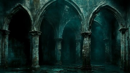 Fototapeta premium Ruins in a Dystopian Landscape with Crumbling Architecture