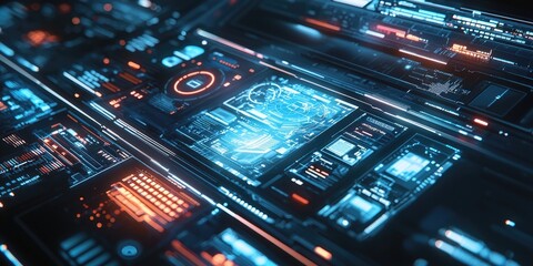 Obraz premium A futuristic encyclopedia interface packed with interactive multimedia content designed for comprehensive information access.