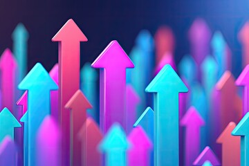 Colorful arrows pointing upwards, on a dark and vibrant background.