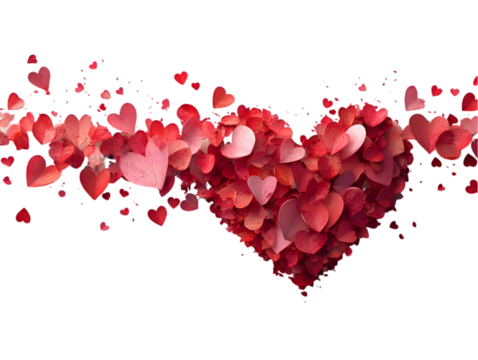 A vibrant heart shape crafted from red and pink petals, symbolizing love and romance. - Powered by Adobe