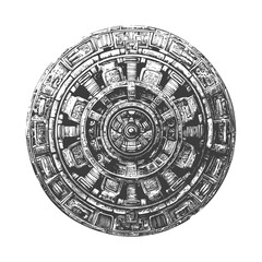 Intricate Circular Design with Geometric Patterns and Symbolic Motifs