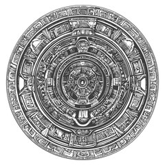 Obraz premium Intricate Circular Design with Mayan Inspired Glyphs and Symbols