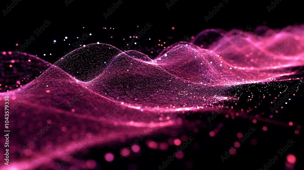 Poster A calm, glowing network of abstract shapes, representing the harmonious flow of data in machine learning models, 4K resolution