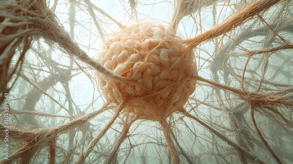 Poster a serene, softly glowing network of interconnected shapes, symbolizing the balance of ai s decision-