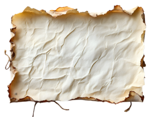 Aged, burnt-edged parchment paper with a wrinkled texture.