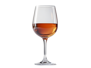 A tall glass of elegant rosé wine against a white background, showcasing its rich hue.