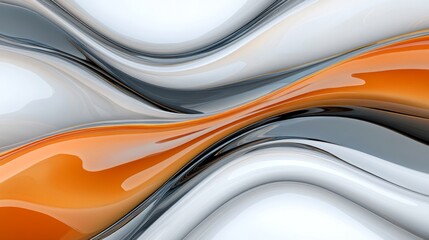 Abstract background with white, grey and orange wavy shapes.