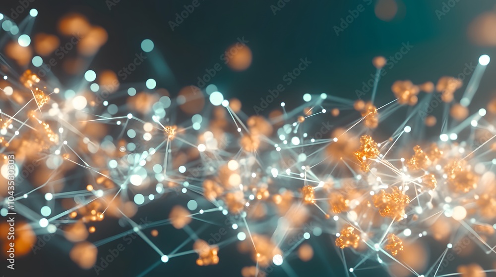 Poster A high-energy, neon-lit network of glowing shapes, visualizing the high-speed processing of AI data, abstract and dynamic, 4K resolution