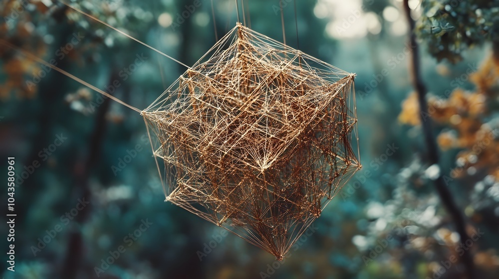 Poster A fragile, delicately glowing network of geometric forms symbolizing the vulnerability of AI models during training, 4K resolution