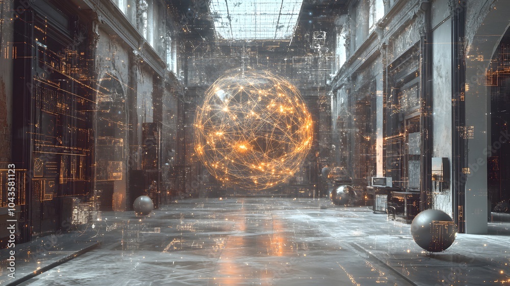 Poster A dark, ominous glowing web of interconnected shapes representing the hidden layers and risks in AI s deep learning processes, 4K resolution