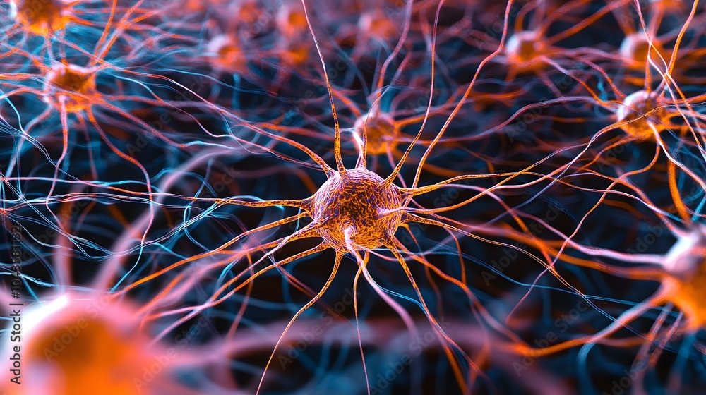 Poster a vibrant, high-energy network of glowing shapes symbolizing the rush of ai model training in compet
