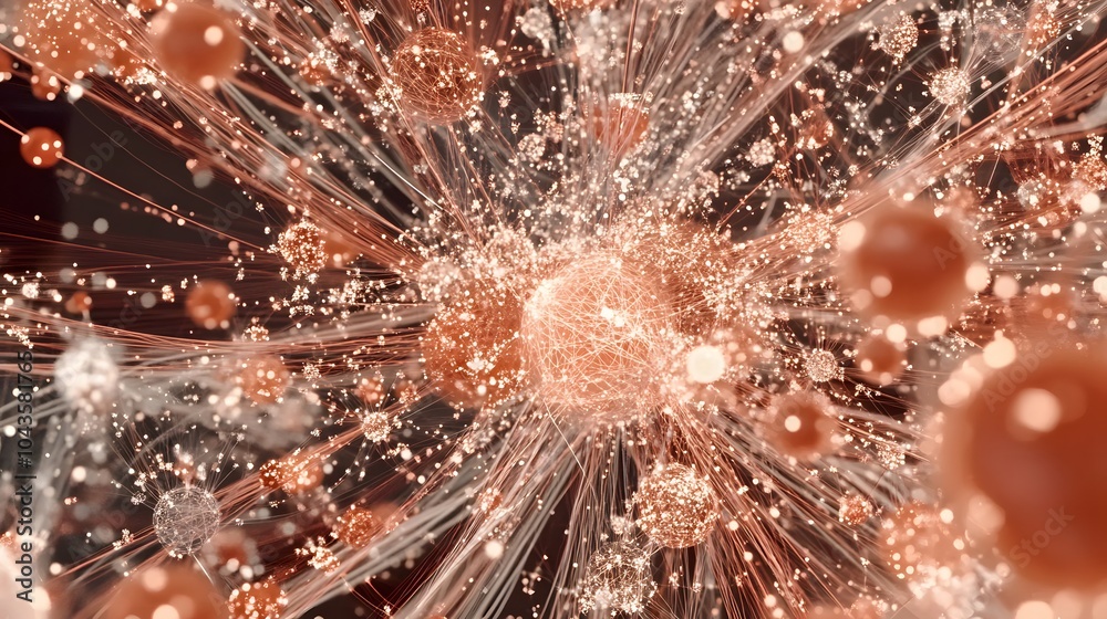 Poster A complex web of glowing nodes and geometric shapes, symbolizing the interconnected layers of a deep learning neural network, 4K resolution