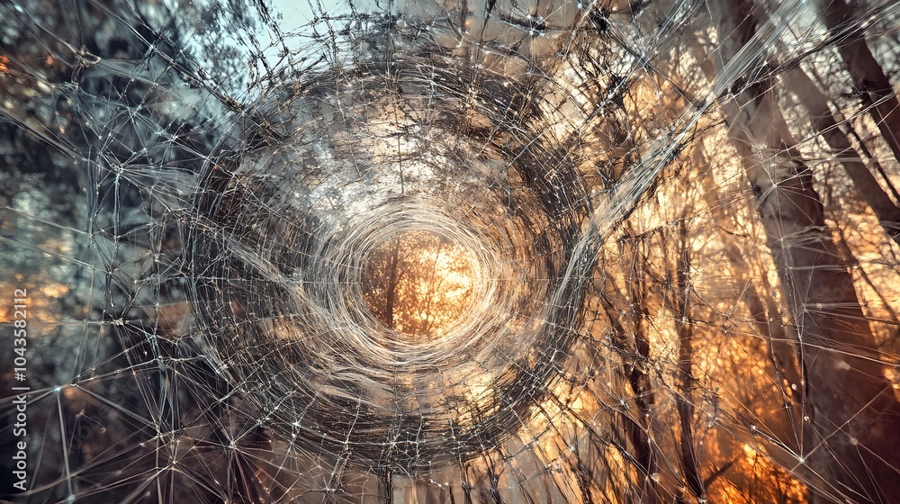 Aufkleber Interconnected abstract geometric shapes forming a neural network model, glowing to illustrate complex AI data processes, 4K resolution