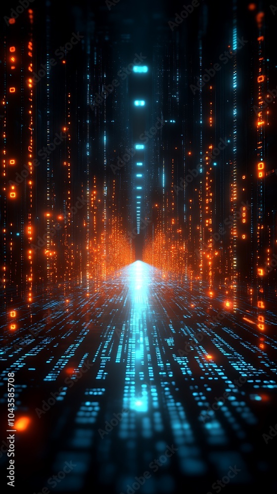 Aufkleber abstract representation of binary code in a digital space