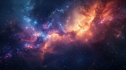 Fototapeta premium Realistic nebula surrounded by stars and cosmic dust in a deep space background