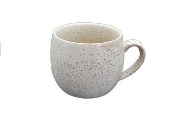 Round cup in the color of coffee with milk stands on a PNG background.