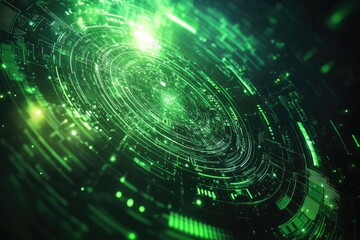 Naklejka premium Abstract green digital technology background