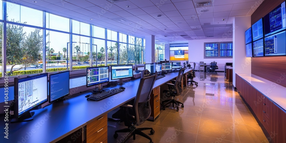 Aufkleber A cutting-edge network operations center with advanced monitoring tools ensuring seamless data transmission and enhanced security.