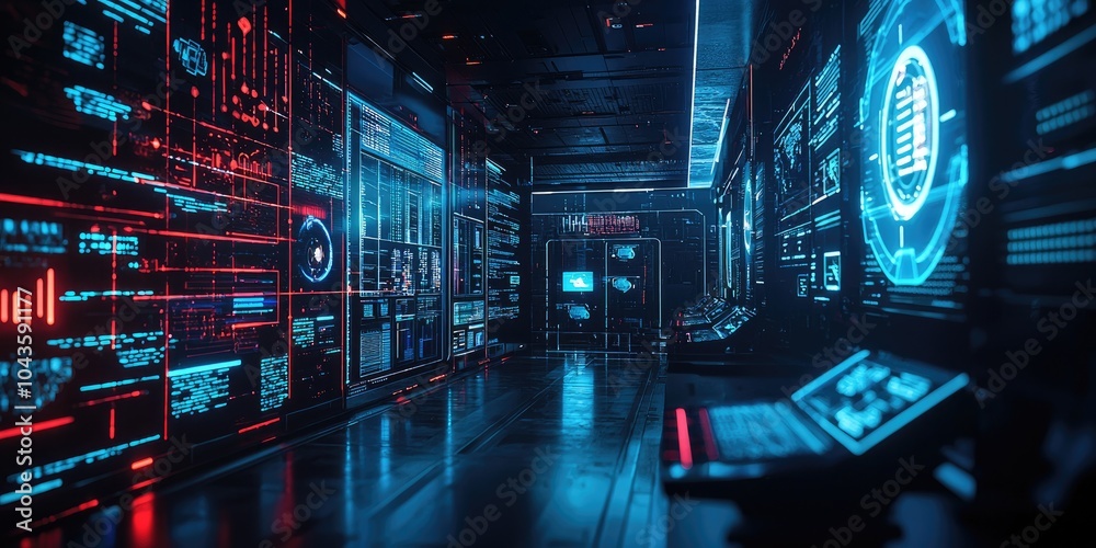 Aufkleber An advanced intelligence processing room with holographic displays where AI systems analyze vast datasets for strategic insights.