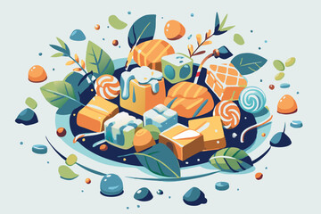 Obraz premium Vibrant Assortment of Desserts and Sweets Illustration