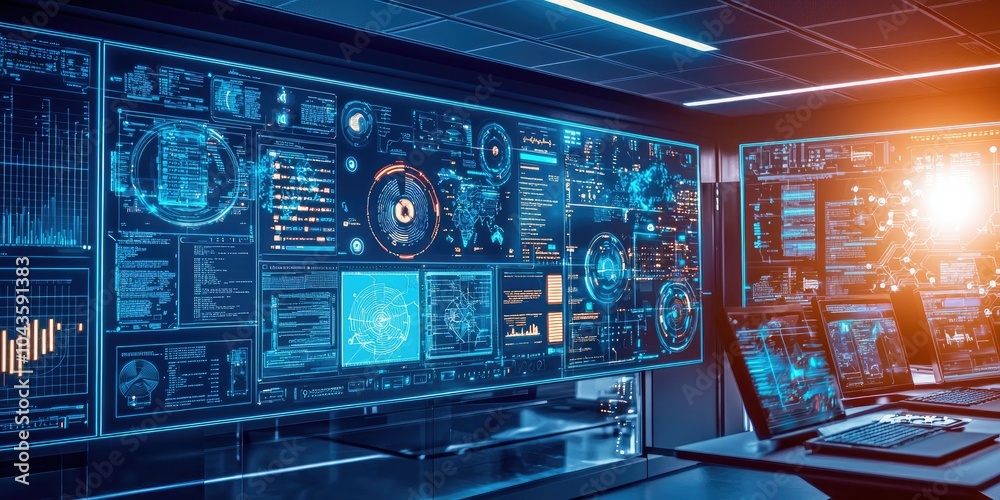 Aufkleber An advanced intelligence processing room with holographic displays where AI systems analyze vast datasets for strategic insights.