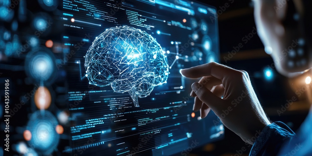Aufkleber A futuristic knowledge management system enhanced by AI search capabilities, streamlining access to information and resources.