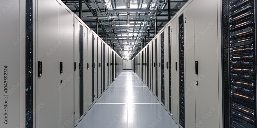 Aufkleber An innovative data storage facility featuring secure, AI-managed systems for efficient and safe data archiving and retrieval.