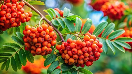 Rowan berries on a Sorbus aucuparia tree