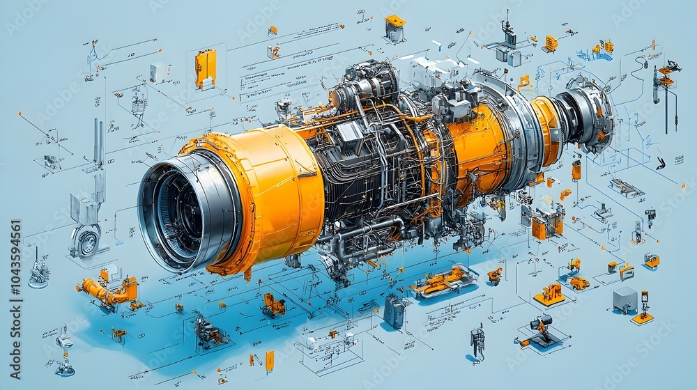 Poster detailed cross section of the inner workings of a power plant highlighting the key components such a