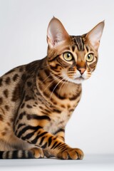 Bengal cat on white background