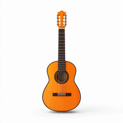 Obraz premium Colorful acoustic guitar with detailed wood grain on a white background.