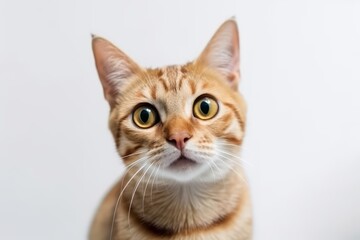 Tabby cat on white background