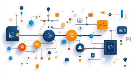 Fototapeta premium Technologyinfused business strategy artwork showing data flowing toward successdriven area
