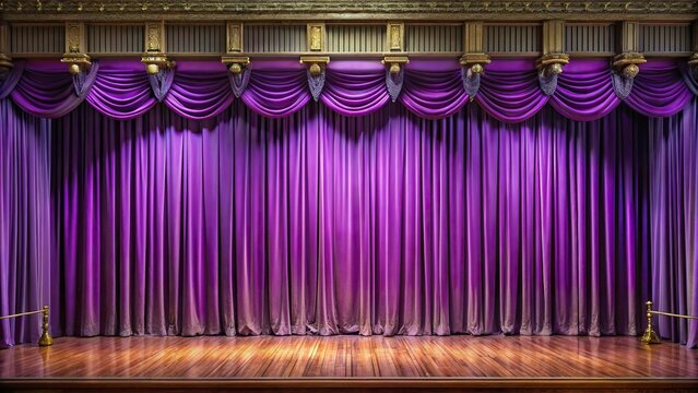Royal purple stage curtains