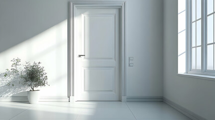 Minimalist White Door with Smooth Surface in Contemporary Interior Setting